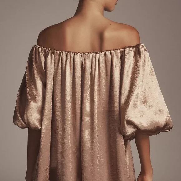 mare mare puff sleeve off the shoulder mini dress Mare Mare Puff-Sleeve Off-The-Shoulder Mini Dress